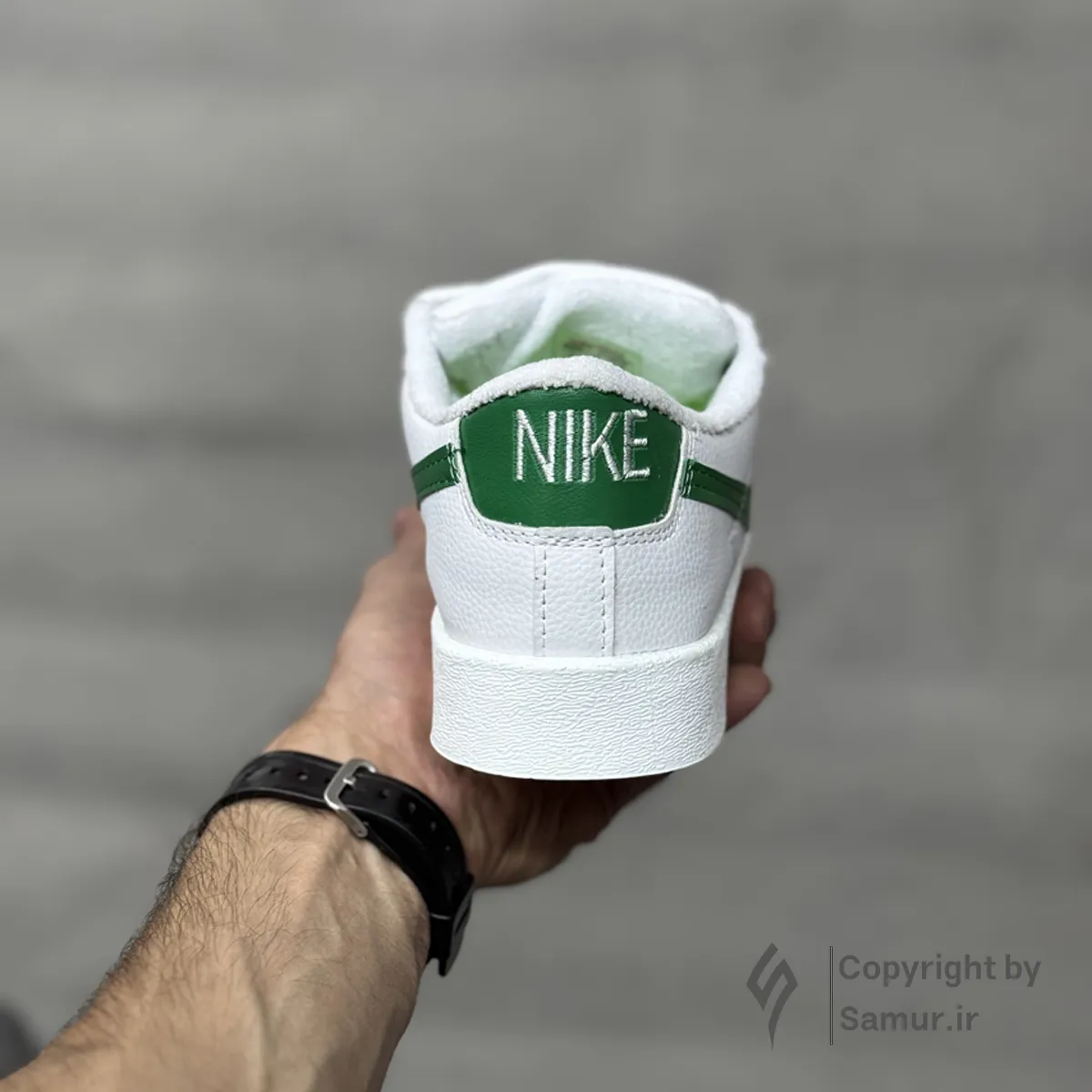 گالری تصاویر کتونی نایک بلیزر سفید سبز ساق کوتاه